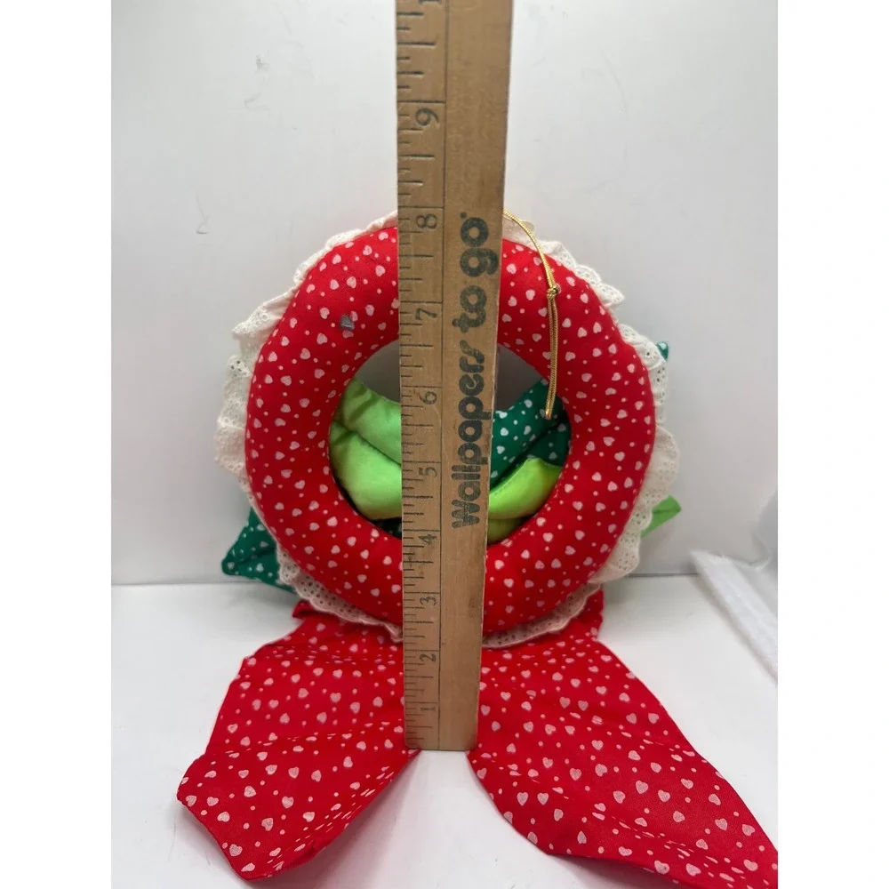 Vintage Christmas Fabric Wreaths Padded Braided Candle Holiday Decor Set of‎ 2